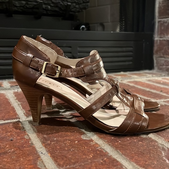 Nickels Brown Faux Leather Heels - Picture 2 of 6